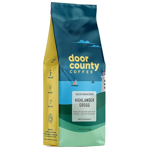 Miniatura 24 de Door County Coffee - Grano entero con sabor a caramelo celestial, bolsa de 10 onzas, tostado medio, 100% arábica especial, sabor gourmet, caramelo