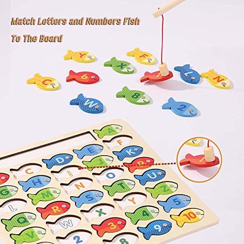 Rismise Wooden Magnetic Fishing Game for Toddlers Alphabet Fish Catching Counting Games Puzzle with Numbers and Letters Preschool Classroom Learning ABC Math Montessori Educational Toys Gifts Kids 3+ 4 511e4vh24kL. AC