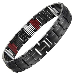 MagEnergy Titan Herren Magnetarmband, 4 Elemente, Schwarz