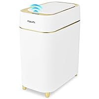 Vista 1 de Pukomc 2.3 Gallon / 9L Automatic Adsorption Sensor Trash Can, White Gold Motion Sensor Garbage Bin with Suction, Slim Fashionable Design for