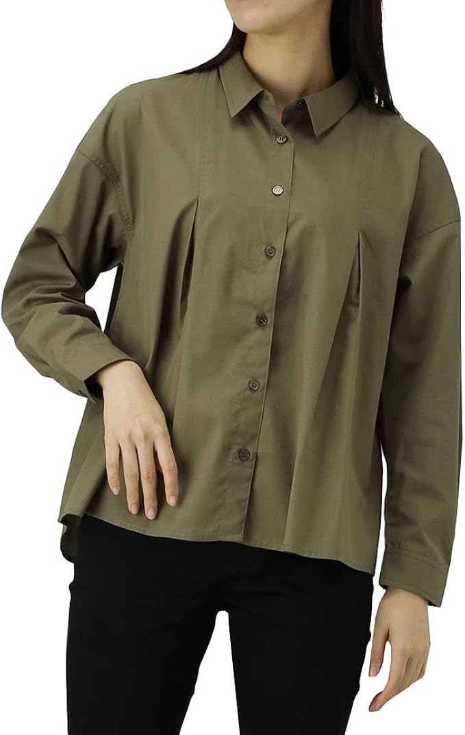 Amazon シャツ 長袖 ブラウス 長袖シャツ レディース 前開きブラウス 無地 ストライプ チェック 6 7110 8mh シャツ ブラウス 通販