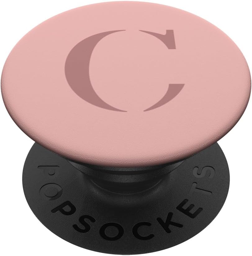 Letter C Monogram Name Initial C Pink Brown Gift For Her PopSockets Adhesive PopGrip