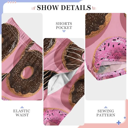Pajama Bottoms, Pajamas Long Pant Donuts Pink Doodle Lounge Wear Casual Sleep Pants Soft Pjs Sleepwear4