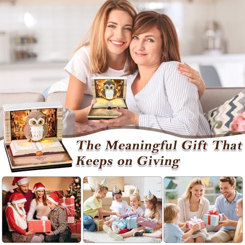 Szhhrxi 3D Tischkalender Abreißen 2026, 3D Notizblock Kalender mit Licht, Kreative Eule Papier Schnitzerei Kunst Schreibtisch Kalender, DIY Eulen Dekoration für Weihnachten Neujahr Geschenk (Eule)