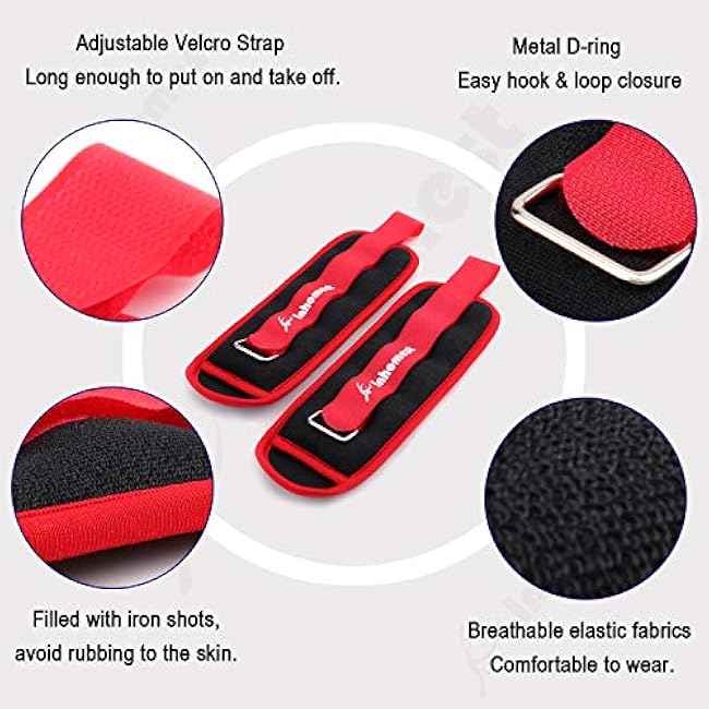 Ankle Weights, 0.5/1/1.5/2/3/4/5 LB 1 Pair Wrist Arm Leg Weights for Women Men Kids for Strength Training, Jogging, Gym Workout, Aerobics, Physical Therapy