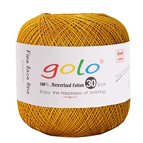 golo Crochet Thread Size 30 Yarn for Hand Knitting Lace Yarn Crochet Yarn for Crocheting, 603 Tawny