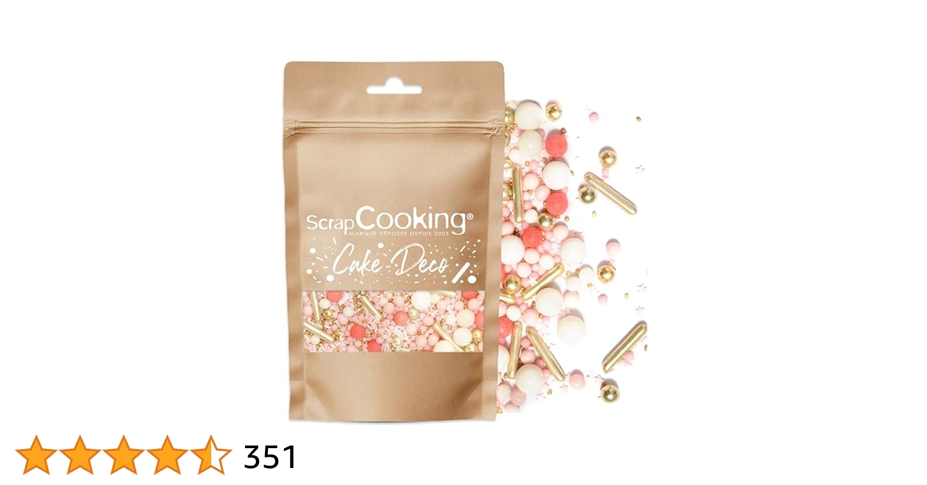 Décors Sucrés ScrapCooking Rose & Or - Perles Sucre Décoration Pâtisserie 70g