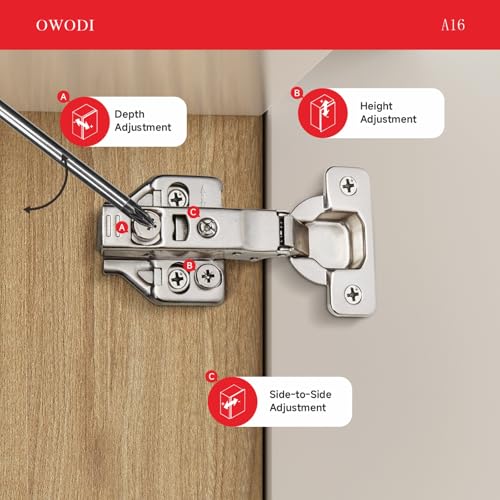 Full Overlay Cabinet Hinges 35mm Soft Close for Frameless Cabinets 4 Pack by OWODI - Used condition - Image 7