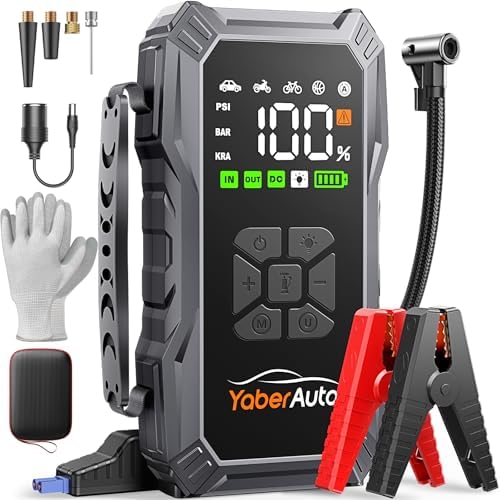 Car Battery Jump Starter with Air Compressor, 6000A YaberAuto Por...