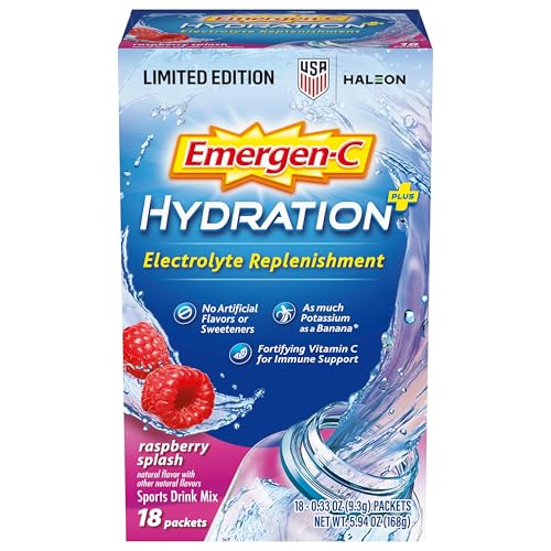 Emergen-C Hydration+ Sports Drink Mix Raspberry Flavor