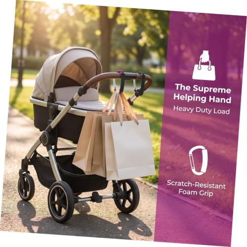 ULTECHNOVO 2pcs Portable Folding Shopping Cart Storage Hook with Comfortable Sponge Handle, Aluminum Alloy Stroller Hooks for Bags and Luggage, Versatile Hanging Solution for Stroller — view 2