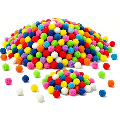 500PCS 1cm High Elastic Pom Poms for Crafting Coloured Tiny Pom Poms Versatile Craft Balls for DIY Art Decorations and Handmade Projects