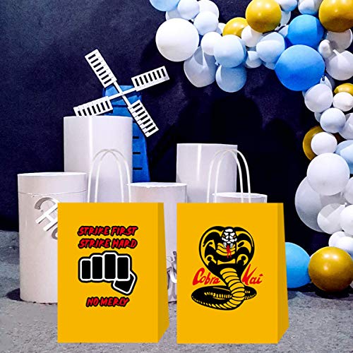 16Pcs Karate Taekwondo Paper Gift Bags Birthday Party Favor Bags First Strike Hard Strike No Mercy For Karate Taekwondo Themed Party Decorations Goody Treat Candy Bags #TOP5