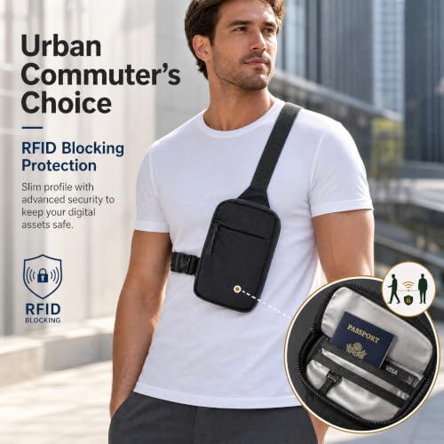 Image of Simptech Crossbody Sling Bag - RFID Blocking Anti-Theft Chest Pack - 500D Nylon Fanny Pack, Hidden Pocket & Cut-Resistant Strap for Running, Travel & Everyday Workout
