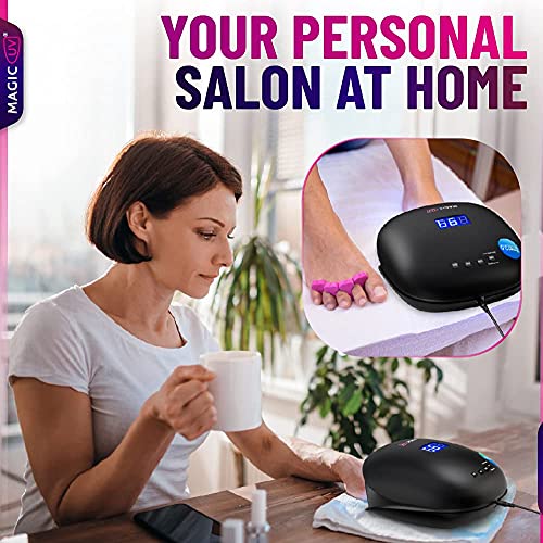 Professional Uv Led Nail Lamp 48W - Salon/Home Use Dryer For Nail Polish - 4 Timer Modes - Manicure And Pedicure Compatible Gel Nail Polish Curing Lamp - Lcd Display | 5 Finger Clips - Black #TOP6