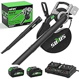 Cordless Leaf Blower & Vacuum SOYUS 3-in-1, Leaf Vacuum Mulcher 385CFM with Brushless Motor & 5 Speed Control, Electric Leaf Blower for Lawn Care, Included 45L Bag 2 x 20V 4.0Ah Battery and Charger