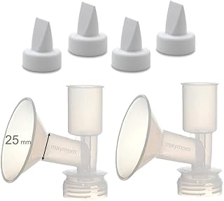 Maymom Replacement Flange Kit (Compatible with Ameda Standard Flange) for Ameda Purely Yours, Ultra Breastpump, Flange 25 mm, with Duckbill; Made by Maymom