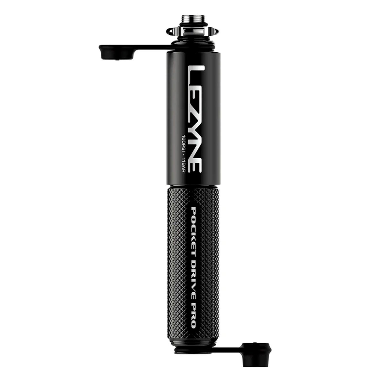 LEZYNE Pocket Drive Pro Mini pompe à main pour vélo, haute pression 160 psi, Presta et Schrader avec outil de noyau de valve, support en alliage, poignée texturée, pompe à pneu de vélo facile à