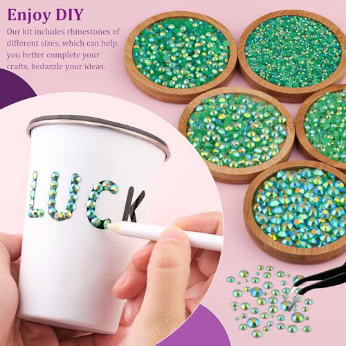 Image of Resin Jelly Rhinestones for Crafting with B7000 Jewelry Glue, 1 Box Dark Green AB Flatback Crystal with 3Pcs 10ml Glue, Bedazzling Non Hotfix Gems for DIY Tumblers Clothing Shoes Manicure