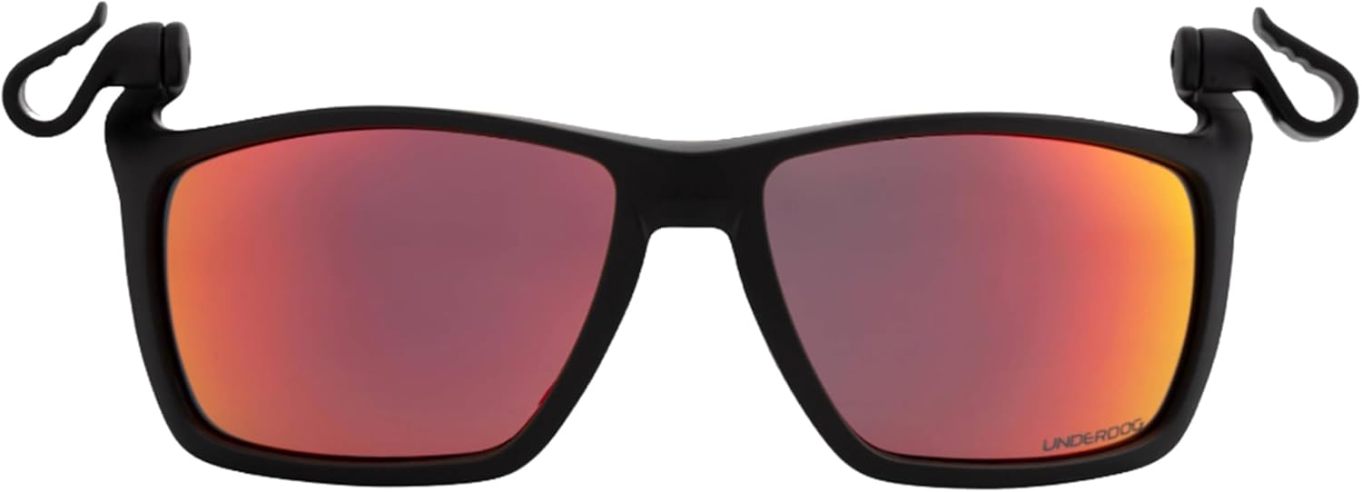 UNDERDOG Oliver Polarized Hat Clip Sunglasses, Square-Curved Shield, UV400 Polycarbonate, RX-Compatible, Wraparound Fit