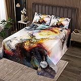 Homemissing Traumfänger Tagesdecke 240x260cm Galaxis Indian Hippie Feder Steppdecke Luxus Wild Animals Bettüberwurf für Kinder Erwachsene Indianer Wohndecke Ultra Weich Zimmer Dekor