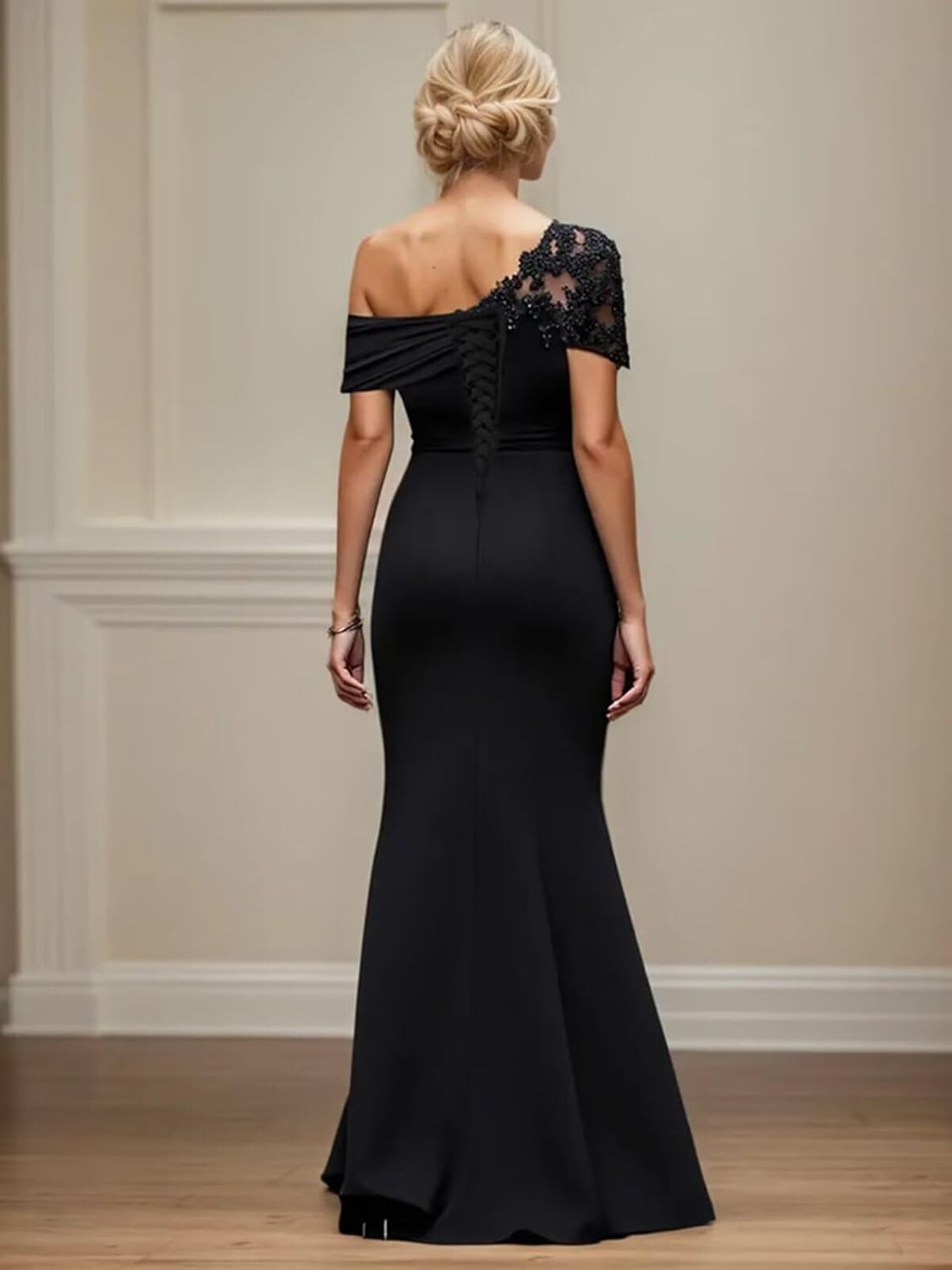 One Shoulder Mother of The Bride Dresses for Women Long Mermaid Pleated Chiffon Formal Dress - Image 3