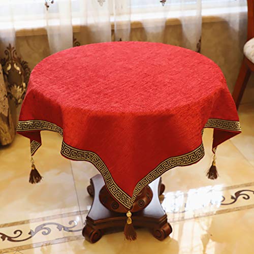 Nappe ronde de table rouge pour repas de salon chaleureux - 6