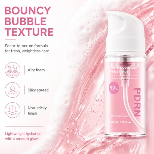 PDRN Pink Collagen Bubble Serum, Hydrating Face Serum for Women, Boost Elasticity and Plumping Skin, Anti-Aging Skincare, Lightweight Fast-Absorbing, for Smooth, Glow-Looking Skin, 100ML - Image 2