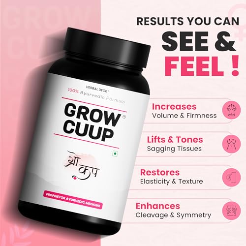 Image of Herbal Deck Grow Cuup Powder - 150g | Breast Enhancer Supplements | Natural Breasts Growth, Firmness and Lift | Improves Skin Elasticity | Mixture of Shatavari, Methi, Gambhari, Ashwagandha and More