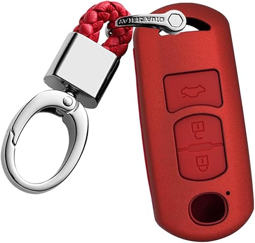 ontto Funda para llavero inteligente de 3 botones para Mazda 3 6 8 Miata MX-5 CX-3 CX-5 CX-5 CX-7 CX-9 Protección completa roja