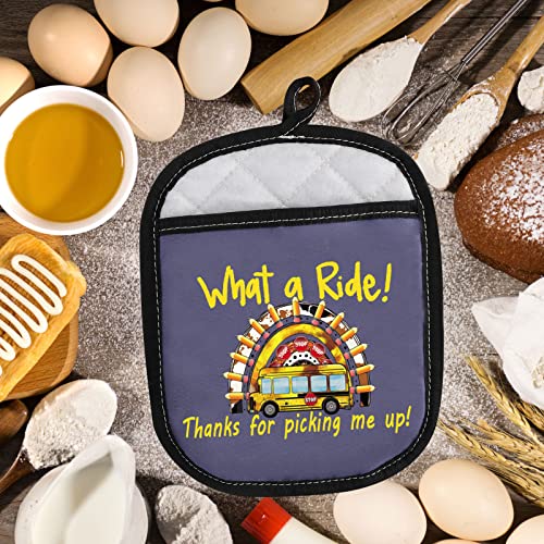 Wzmpa School Bus Driver Pot Holders Bus Driver Appreciation Gift Thanks For Picking Me Up Driver Kitchen Hot Pads For Cooking Baking (A Ride Holder) #TOP6