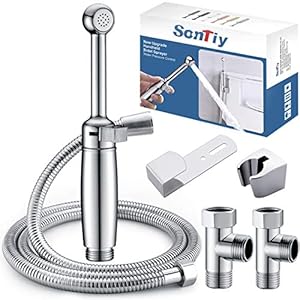 Bidet Handbrause Set SonTiy Alle Messing Toilette Bad Bidet Aufsatz Waschen Duschkopf mit Einstellbarem Druck &Halterung, Schlauch Chrom Bidet Armaturen für WC, Persönliche Hygiene&Windelreinigung