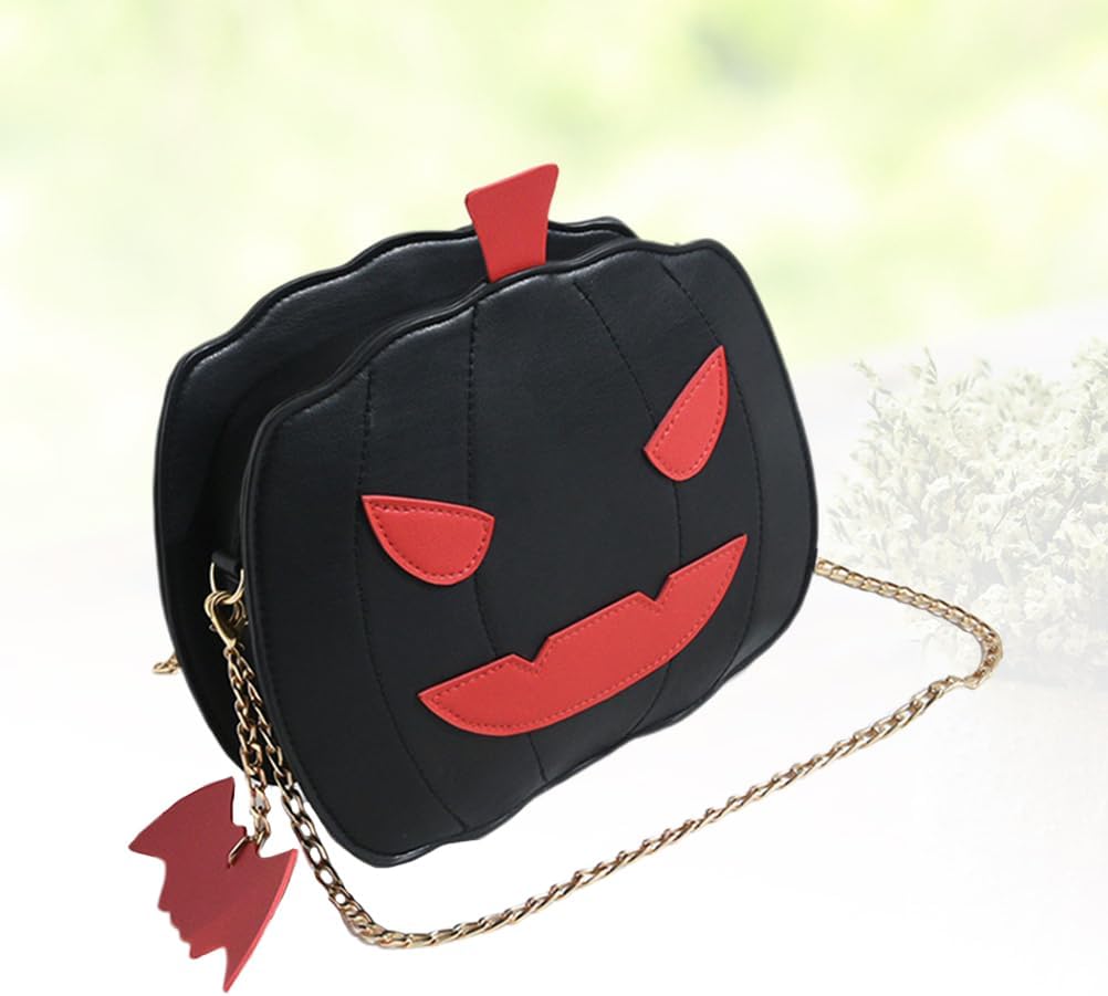 VALICLUD Halloween Pumpkin Crossbody Bag for Women Lightweight Devil Shoulder Messenger Purse Compact Handbag for Student Girls Everyday Party Use