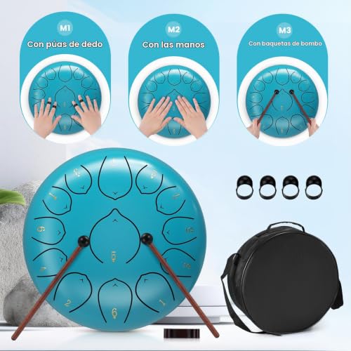 Miniatura 3 de Tambor De Lengua,Steel Drums 12 Pulgadas 13 Notas Tambores De Mano Con Bolsa De Palillos Libro De Música, Instrumentos Curativos De Sonido Para La Educación Musical Entretenimiento Meditación