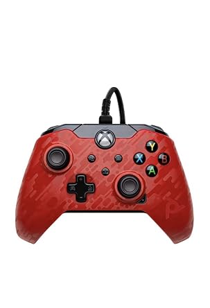 PDP Wired Game Controller - Xbox Series X|S, Xbox One, PC/Laptop Windows 10, Steam Gaming Controller - Perfect for FPS Games - Dual Vibration Videogame Gamepad - Red Camo/Camouflage