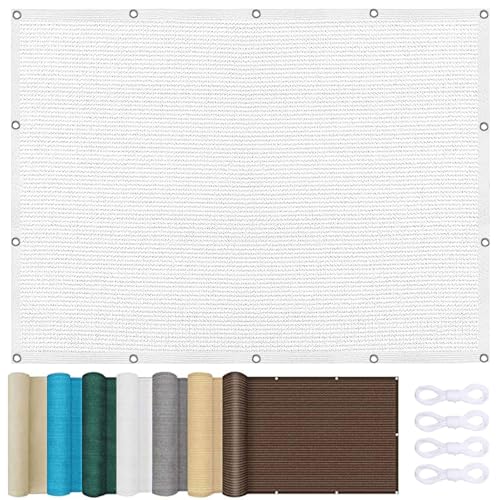 Pantalla para Balcón 135 x 525 cm Resistente Al Viento y Transpirable Revestimiento del Balcón con Ataduras de Cables para Terrazas y Balcones, Blanco