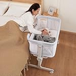 Ezebaby Baby Bassinet Bedside Sleeper, Portable Bedside Bassinet for Baby Newborn Infants with Adjustable 7 Heights and All Mesh Sides, Mattress & Sheet Included - Image 2