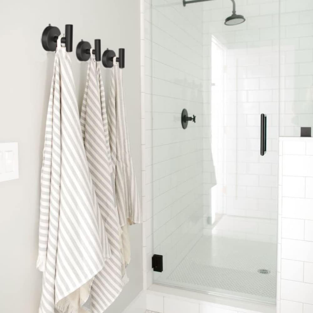 DGYB Large Suction Cup Hooks for Shower Set of 2 Black Towel Hooks for Bathrooms Stainless Steel Suction Hooks for Inside Shower 15 Lb Removable Wall Hook for Hanging Heavy Duty