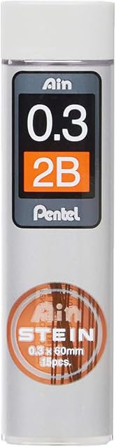 Pentel -Ain Stein mechaniczne przewody uzupełniające - 0,3 mm - 2B - 1 tuba z 15 przewodami