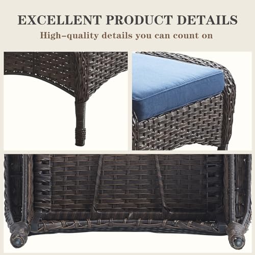 Belord BE-SS116-1-BR/BL Outdoor Ottomans For Patio Foot Rest - 25 Inch Pe Wicker Foot Stool Set Of 2 thumb #5