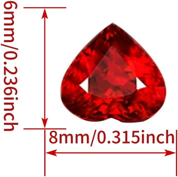 Ruby Red Cubic Zirconia Loose Beads Unset for Jewelry Making Simulated Stone Craft Kit (Ruby Color - Heart-shaped 1pc 1pc)