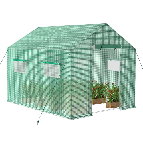 YUENFONG Serre de Jardin, 6㎡ Tunnel Serre de Jardin maraichère Verte, pour tomates - Résistant à l'hiver, protection UV - Pour plantes de jardin, plante de jardin, Serre en film HDPE+LDPE imperméable
