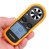 RUZIZAO Handheld Windmesser, digitaler Anemometer zur Messung der Windgeschwindigkeit/Temperatur/Windchill, Windgeschwindigkeitsmesser für HAVC Drohne Segeln Angeln (LCD-Bildschirm)