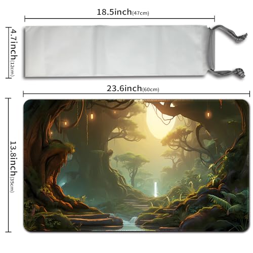 Gra planszowa MTG Playmat + darmowa wodoszczelna torba, szyte krawędzie, entuzjaści kart TCG Playmat Mouse Pad MTG, maty do gry ze strefami (oryginalny Playmat) (No Zone, Dragons of Tarkir Forest)