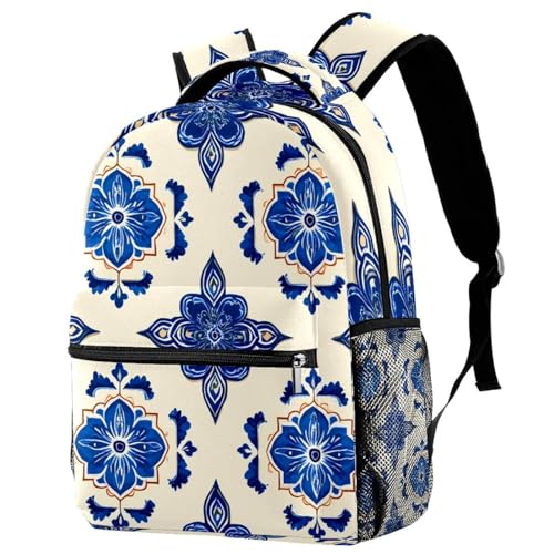 Sac à dos voyage léger en toile beige à motif ethnique pour ordinateur portable d'adolescent