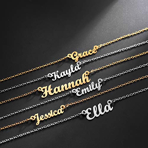 U7 Name Plate Necklace Personalized Gold Plated Choker With 18 Inch Link Chain Custom Name Jennifer Necklace, Friend Daugther Lover Gift #TOP2