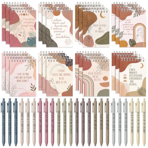 Culudea Sprial Notebooks with Pens Bulk, 48 Pack, 5.5 x 4.7 Inch, Abstract