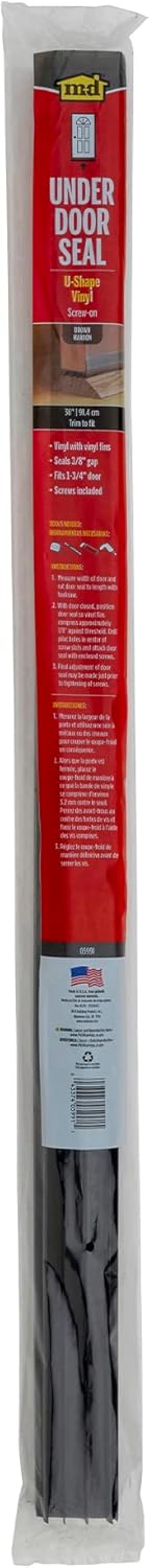 M-D Building Products 05991 36 in. Brown Vinyl U-Shape Screw-on Under Door Seal