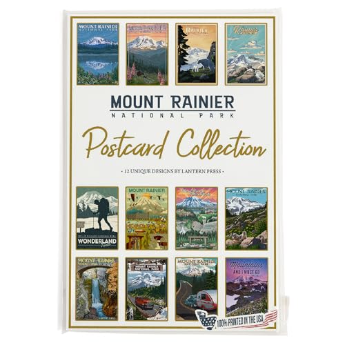 Lantern Press Mount Rainier National Park - Postcard Set of 12 Different Original Hand Illustrated Postcards …