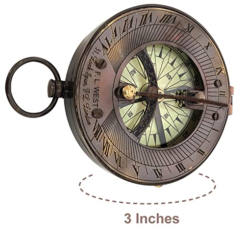 Collectiblesbuy Vintage Nautical Sundial Compass Round Brass Finish Sundial Navigational Compass #TOP5